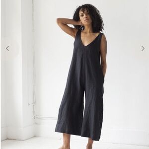 Ozma Vanessa Linen Romper Jumpsuit, Black, XS, Like New! SOLD OUT- sells @$250